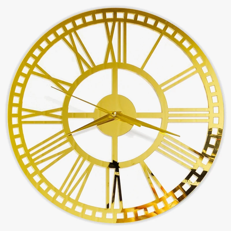 horloge murale silencieuse en acrylique effet miroir vintage