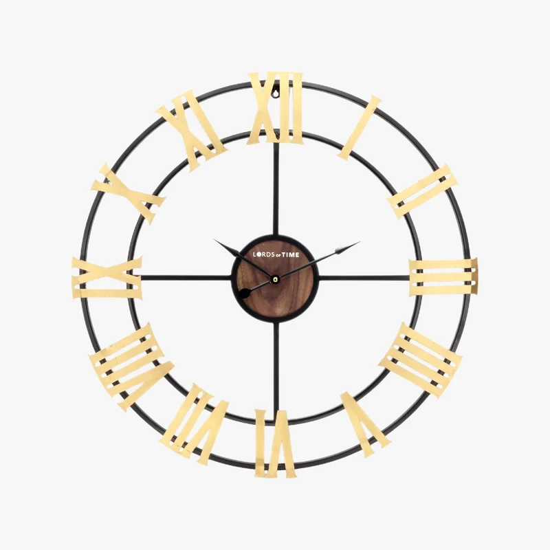 horloge murale moderne rétro en fer noir style 3D chiffres romains