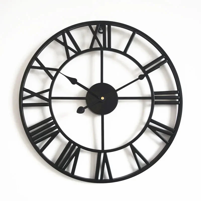 horloge murale moderne 3D rétro avec chiffres romains décoration intérieure