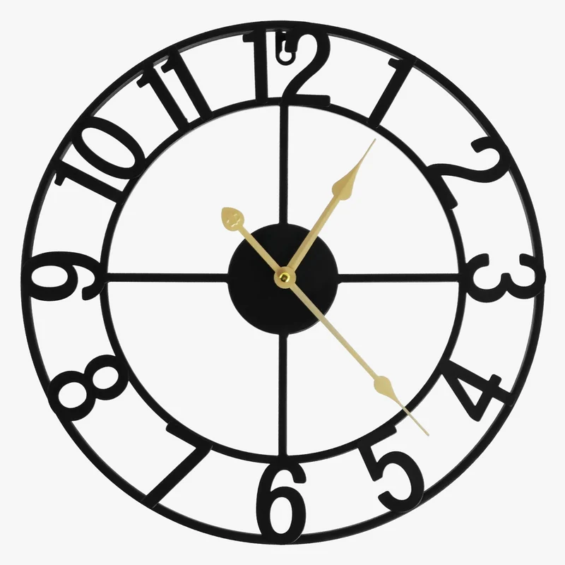 horloge murale vintage silencieuse en fer rustique 16 pouces
