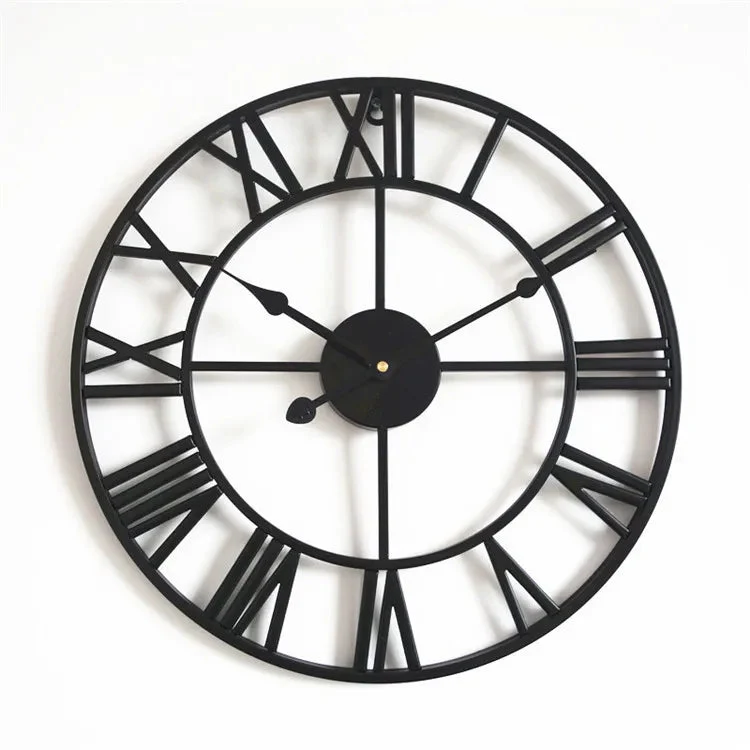 horloge murale nordique rétro en métal chiffres romains décorative