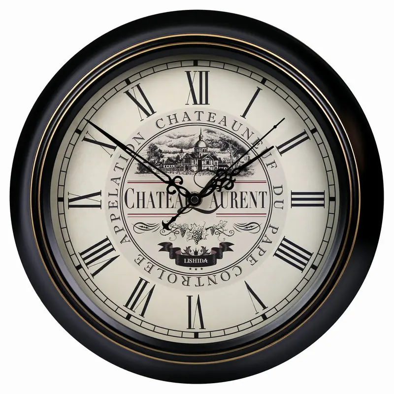 horloge murale vintage silencieuse design classique en métal