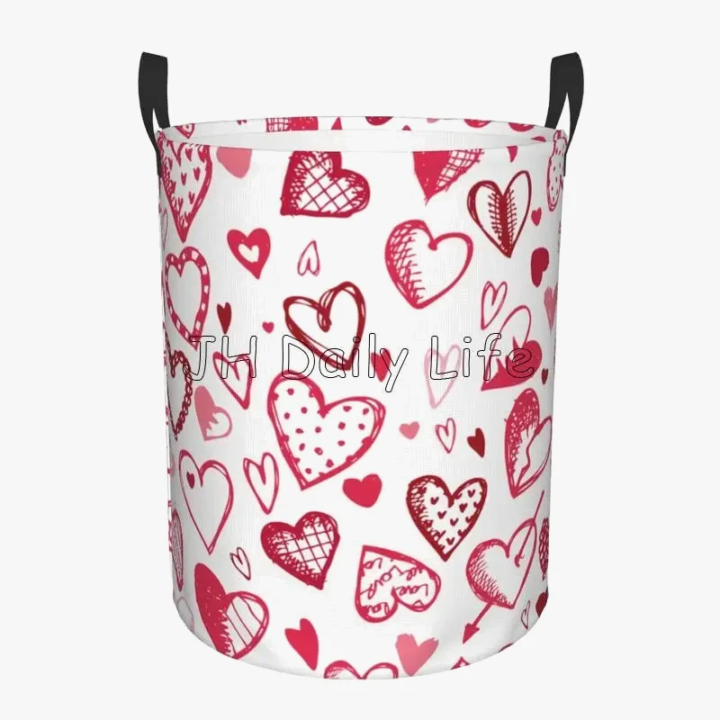 panier à linge pliable coeurs d'amour pour le rangement