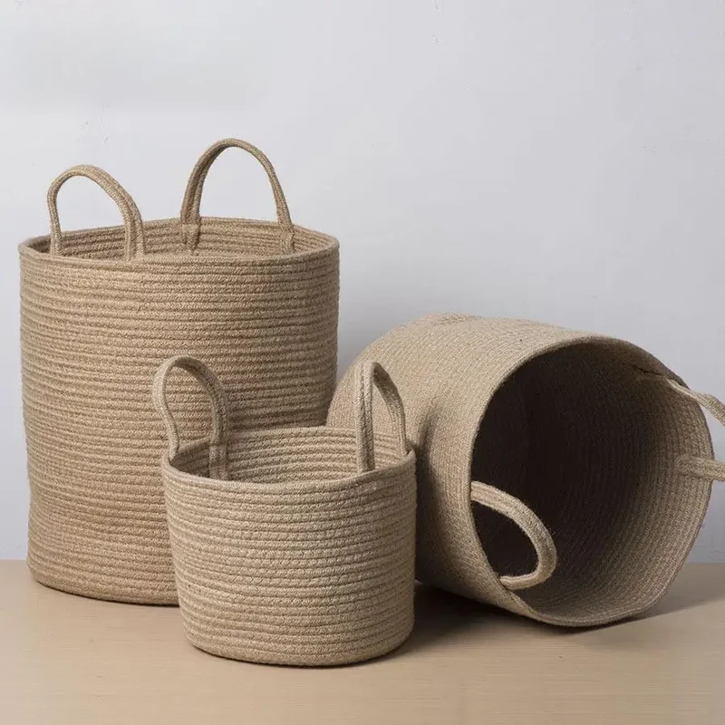 panier en osier tissé à la main pour rangement pliable et jouets