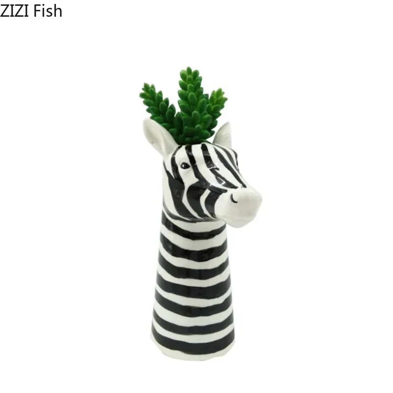 vase en céramique zèbre décoratif pour arrangements floraux