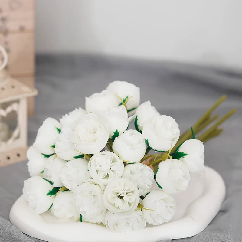 bouquet de 27 roses et pivoines artificielles en soie décoratif