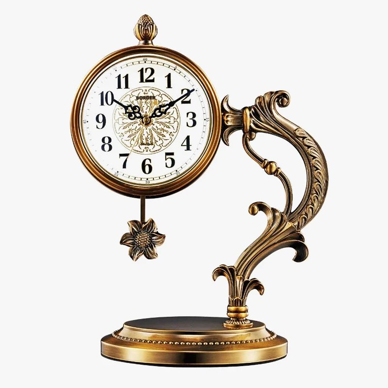 horloge de table européenne en métal plaqué cuivre élégant design luxe