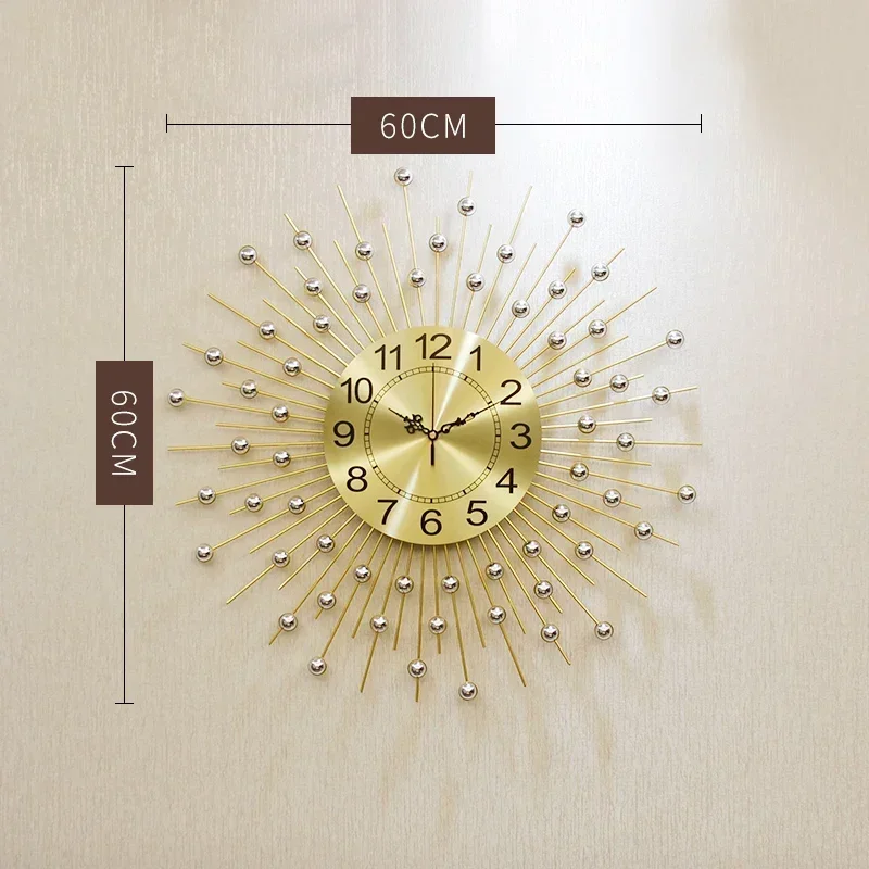 horloge murale créative en métal design européen silencieuse