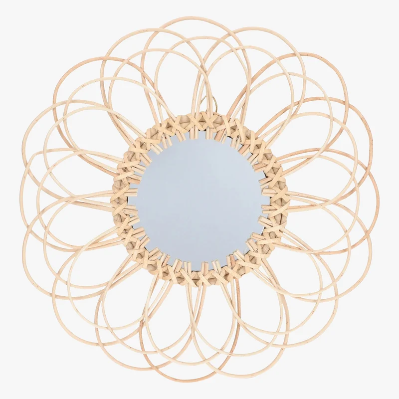 miroir décoratif en osier design tendance tissé en verre