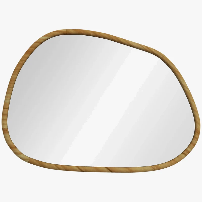 miroir mural homcom forme irrégulière avec cadre en bois naturel