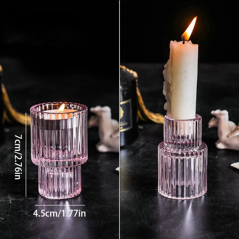 bougeoirs vintage en verre transparent à motifs nordiques