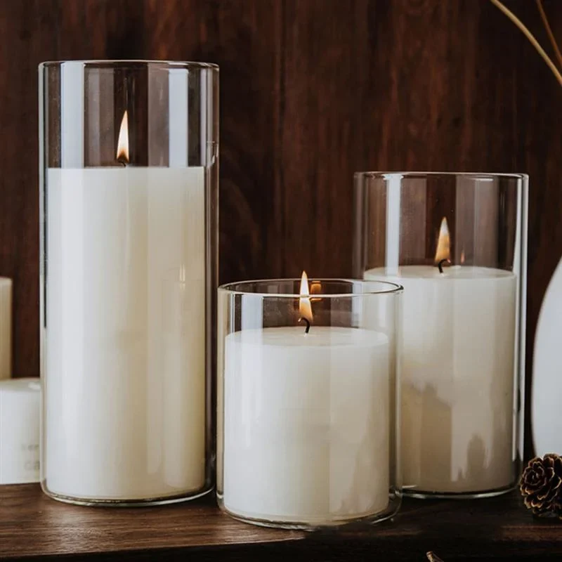 bougeoirs en verre transparent en forme de tasse décoration festive pour la maison