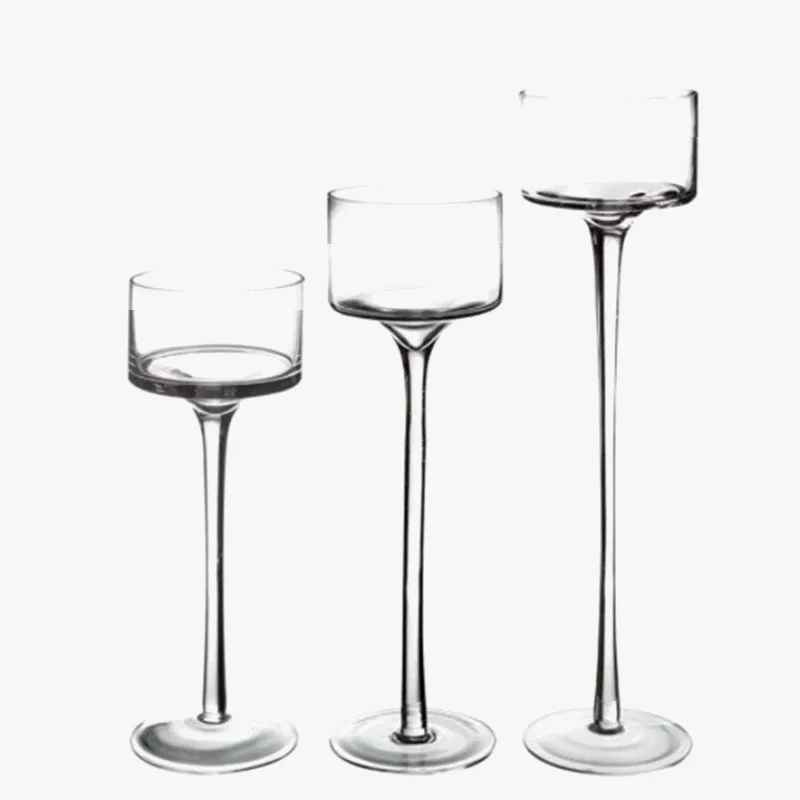 grand bougeoir en verre pour décoration de mariage et fête romantique