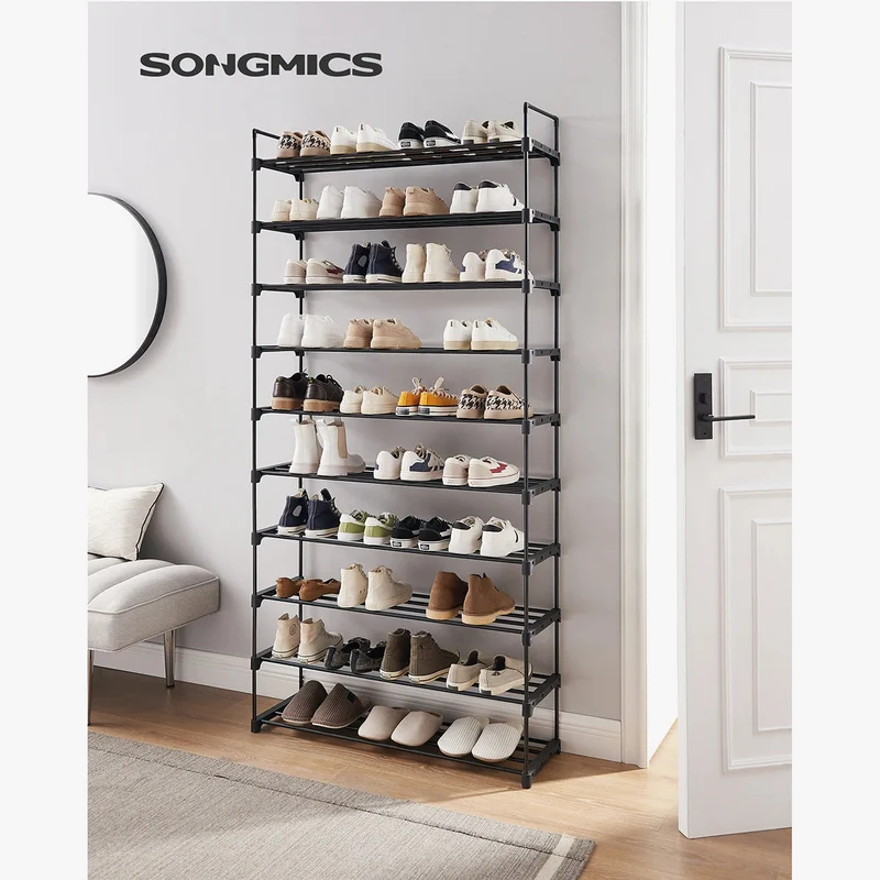 étagère à chaussures haute en métal à 10 niveaux gain de place