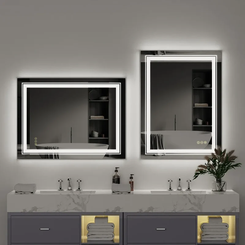 miroir LED de luxe en cristal transparent étanche à intensité variable