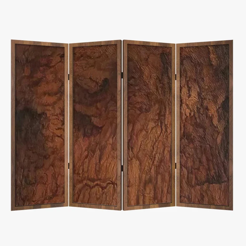 paravent en bois massif style médiéval wabi-sabi pliant décoratif