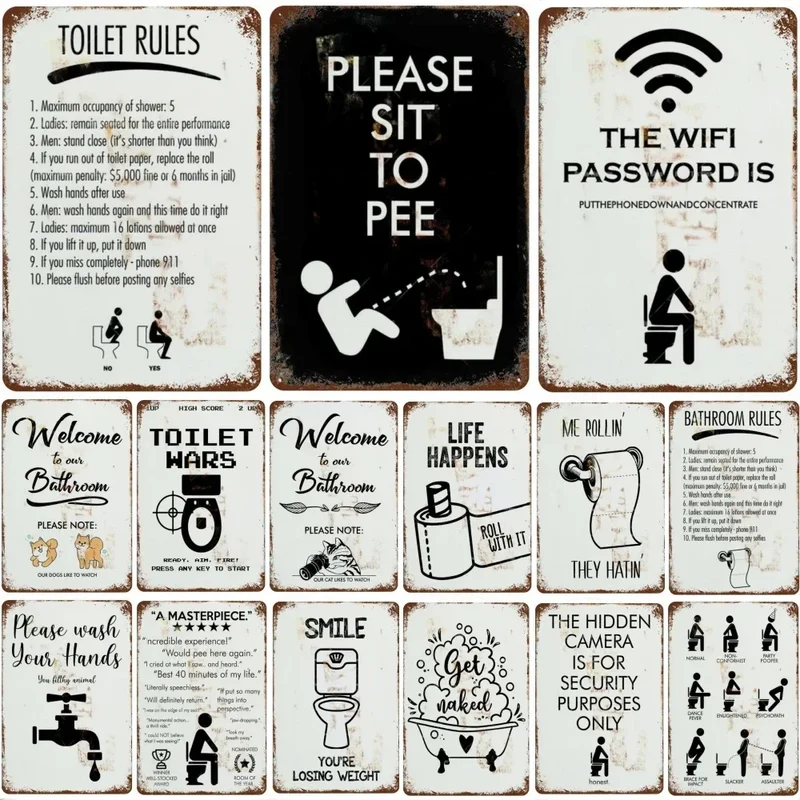 plaque en métal rétro décoration amusante pour toilettes